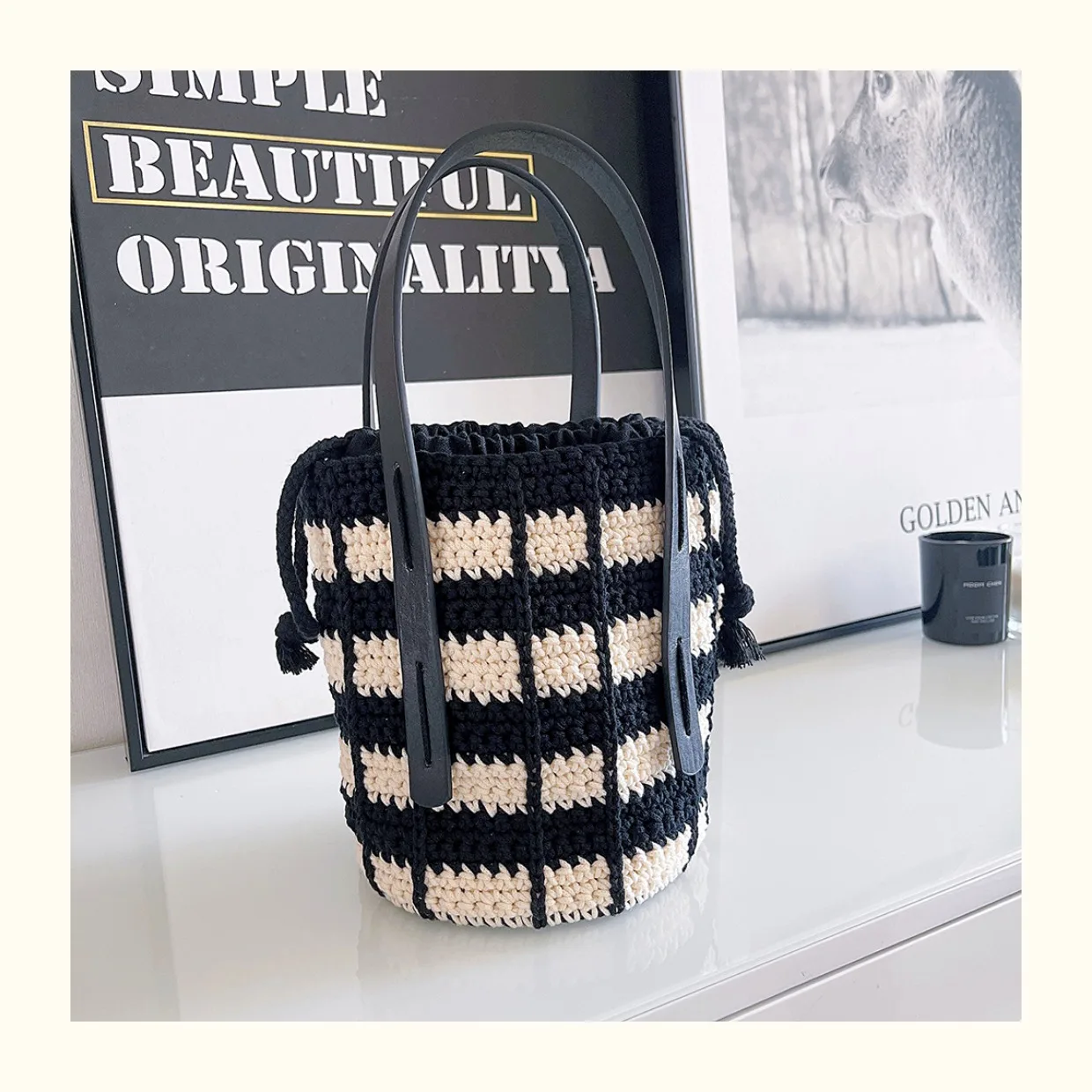 Hilo de ganchillo de punto hueco de 2mm y 200g, bolso DIY, cesta