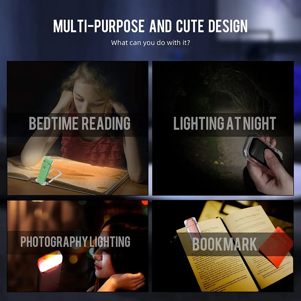 USB Rechargeable Book Reading Light Brightness Adjustable LED Clip on Book Light Eye Care Lamp for Kids Read led light book light mini led light