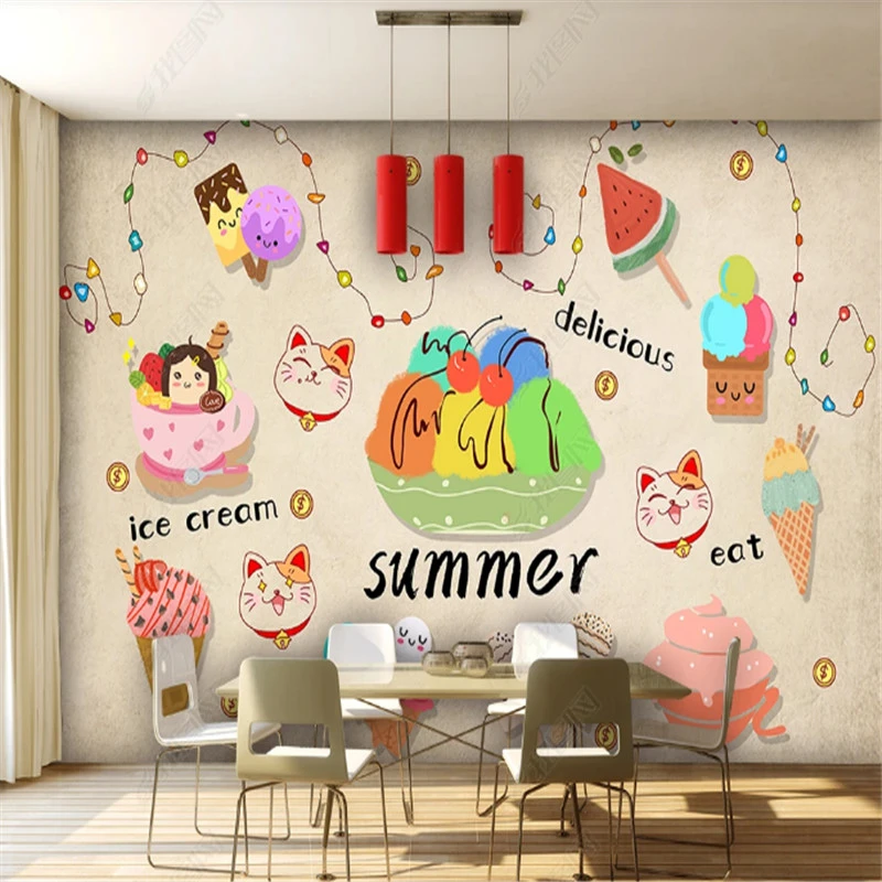 アイスクリームを作るためのモダンな夏の壁紙 デザートのための工業用装飾 壁紙 Aliexpress