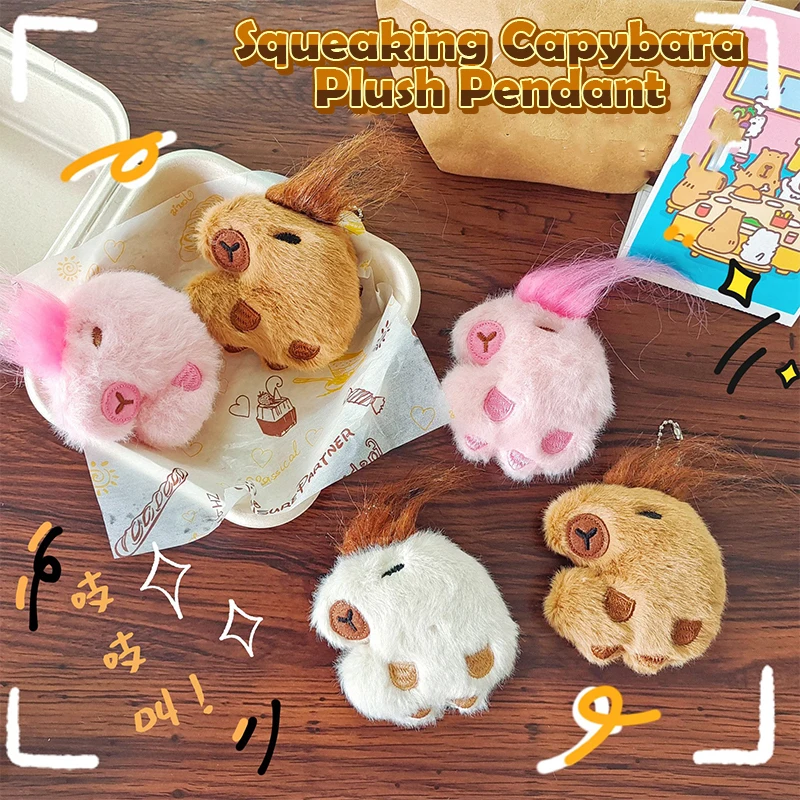 

Пищалка капибара плюшевая подвеска мультяшная кукла капибара кулон брелок для автомобиля рюкзак сумка Декор Детский подарок