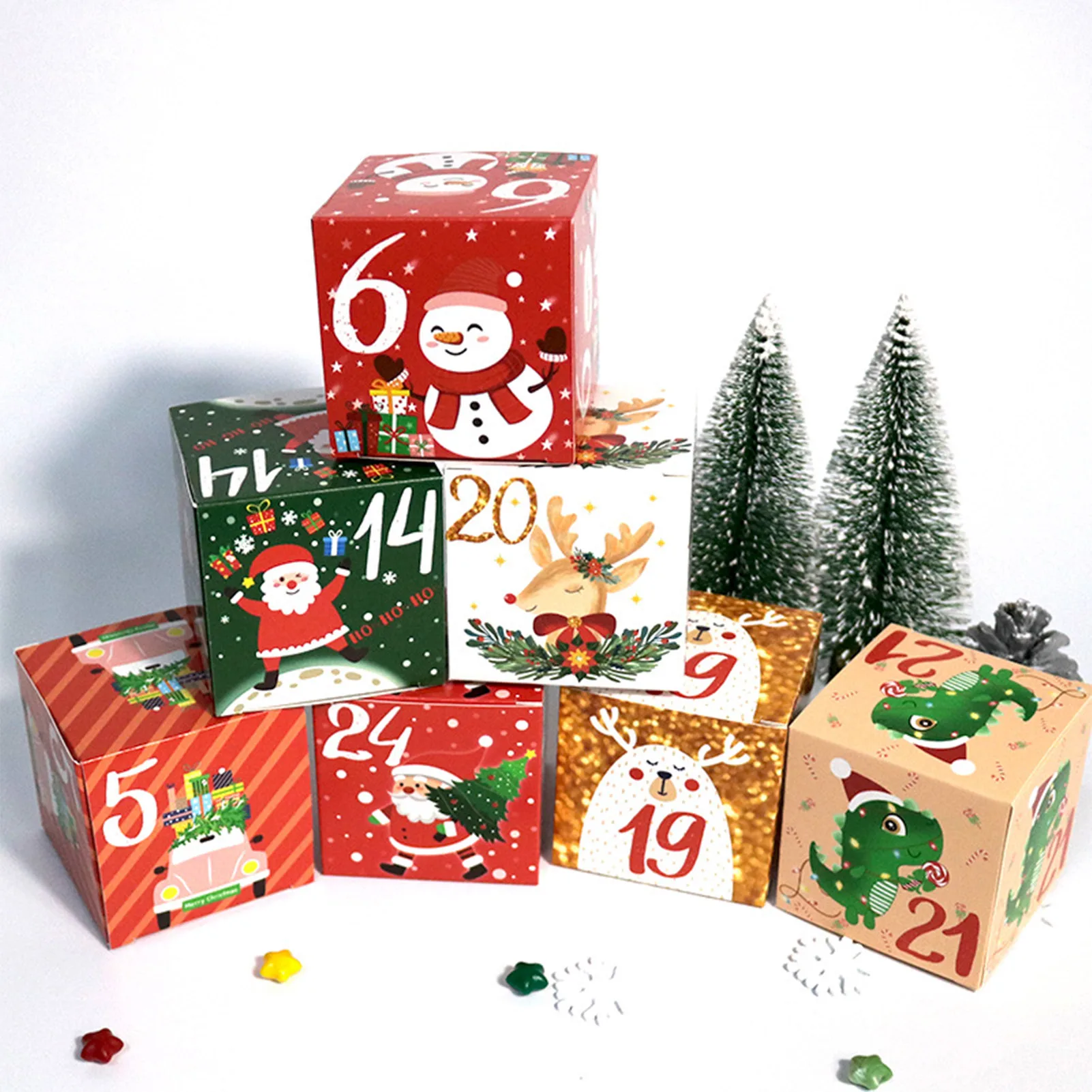 Christmas Advent Calendar Boxes 24 Days DIY Advent Calendar Boxes Christmas Countdown Gift Empty Gift Box