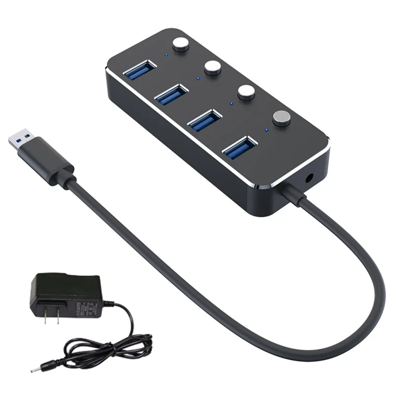 Adattatore Di Alimentazione Usb 3.0 Hub Splitter In Lega Di Alluminio A 4 Porte Hub Usb 3.0 Interruttore Multi Extender Usb Hub Cavo Da 1.2M Spina Ame