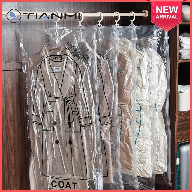 

Hanging Vacuum Storage Bags Foldable Space Saver Clothes Compression Bag Closet Organizer Vacuum Seal Storage Bags With Hanger