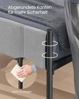 Полка для кровати VASAGLE, с мягким изголовьем, каркас кровати, сталь, простая сборка — изображение 4