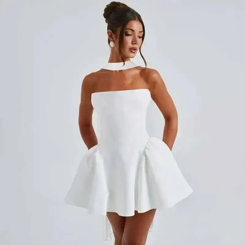 Elegant Off Shoulder A-Line Dress - Sexy Backless Mini Party Dress for Women