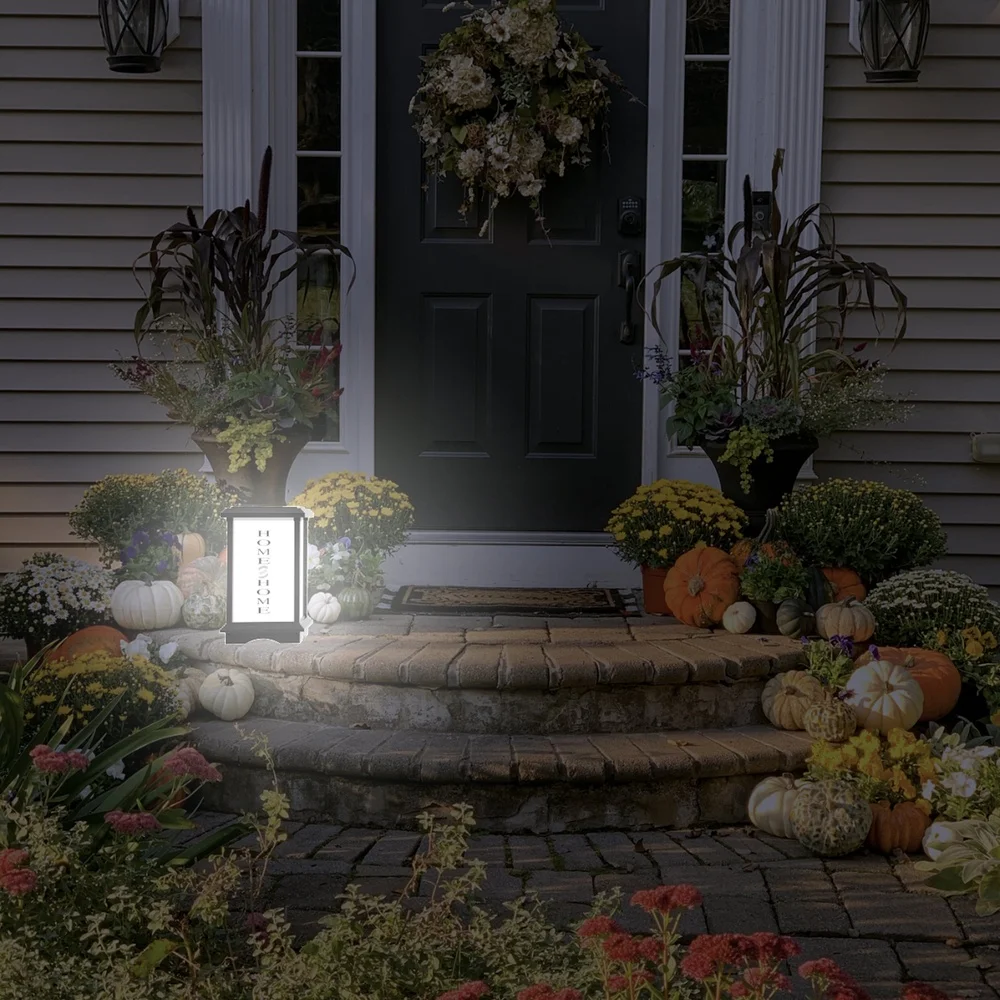 Solar Powered Welcome Lantern Amber White Light Outdoor Garden IP65 Waterproof LED Light Home Sweet Home Sign 12 Hours Charge 6