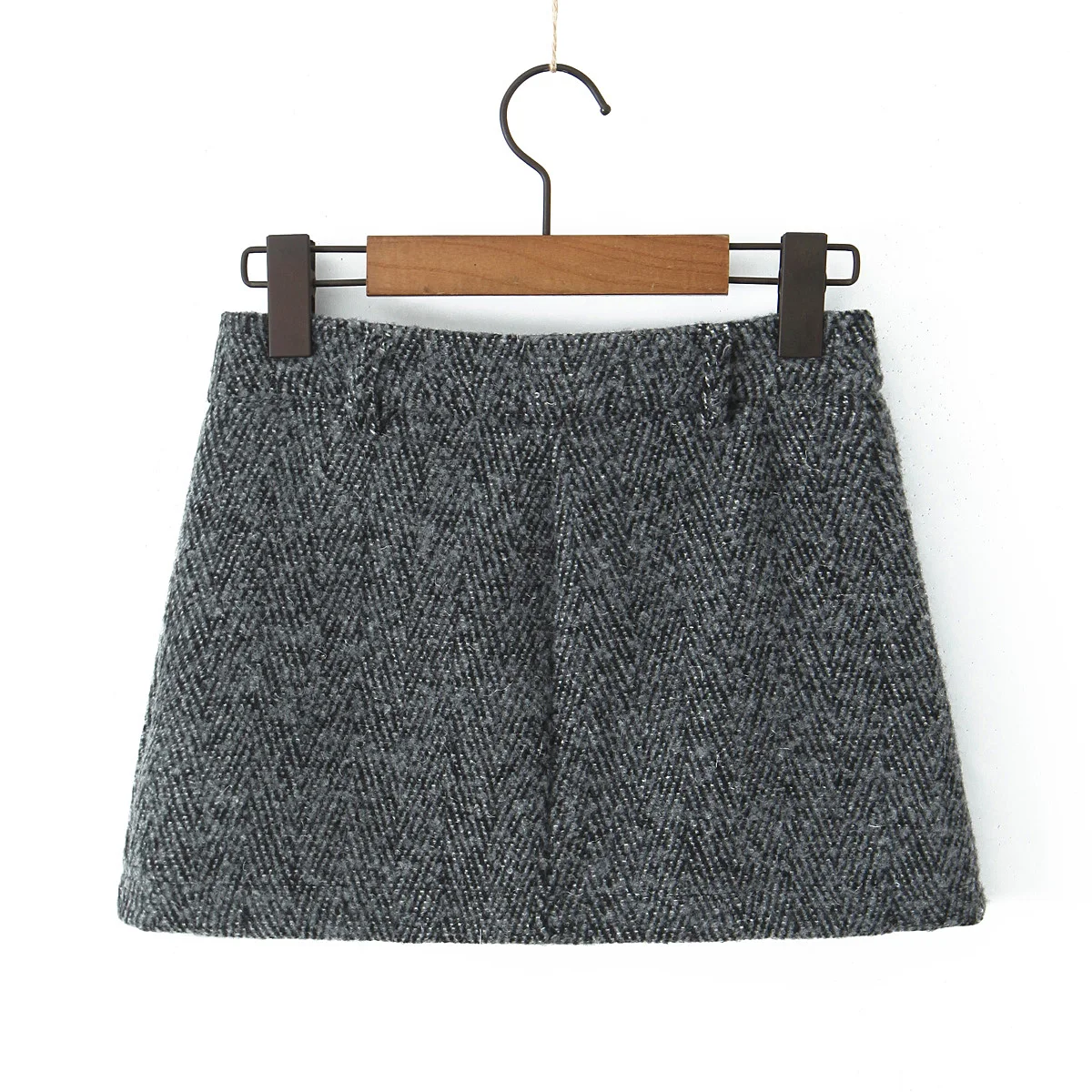 2 Pieces 1 Set CHILL Notched Tweed Weave Oversized Blazer High Waist Package Hips A-line Mini Skirt Suits Matching Gray