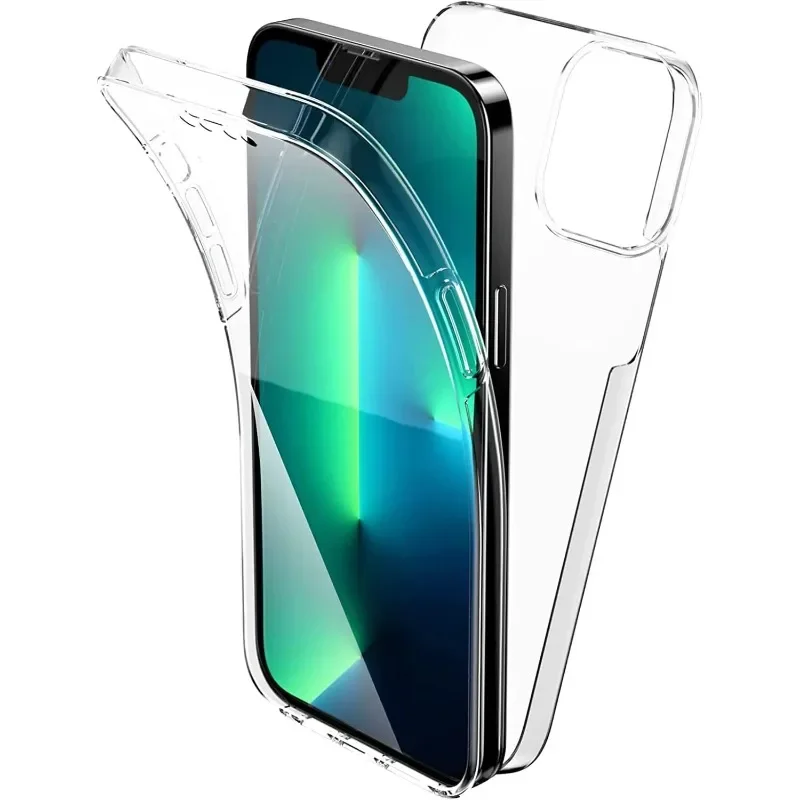 thumbnail image 1 of 360 Full Body Case For iPhone 15 14 Pro Max 13 12 Pro 11 XS Double Side Silicone TPU Transparent Cover Soft Phone Case, 1 of 4