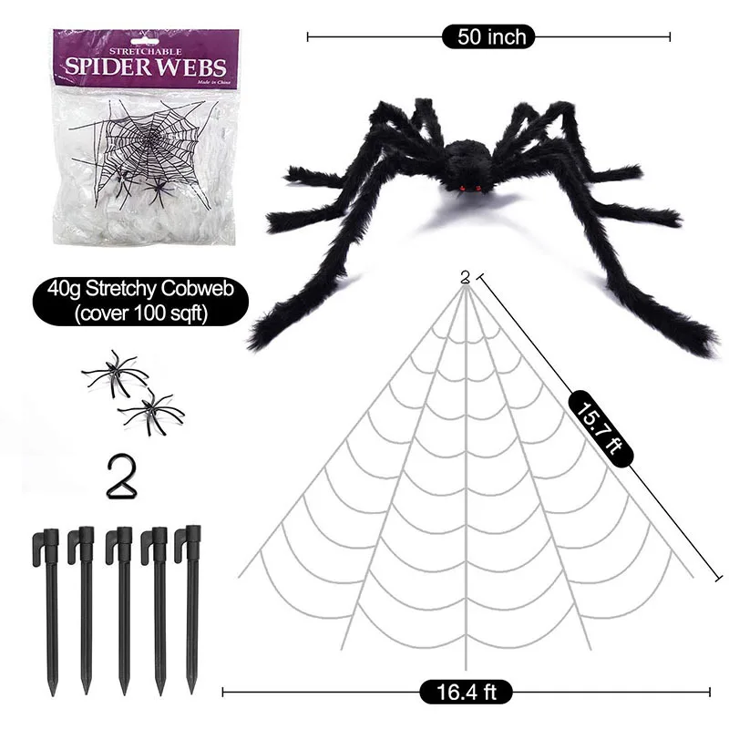 Halloween Spider Decoration Outdoor Black Soft Hairy Scary Spider Realistic Large Spider Props for Home Yard Party Decoration
