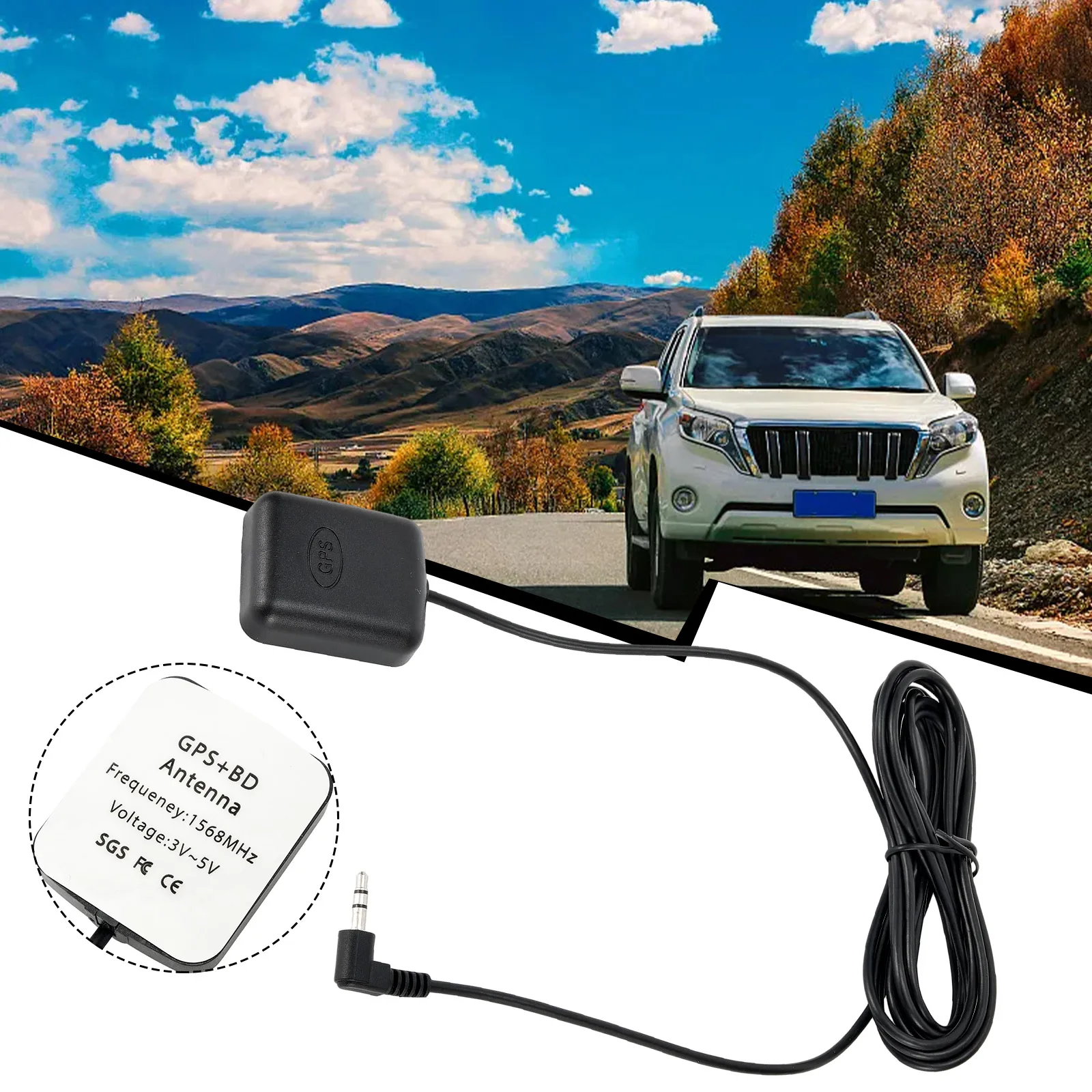 

Car GPS Antenna GPS Receiver 300cm Cable Aerial Adapter With 3.5mm Elbow Connector External GPS Antenna For Car Truck SUV