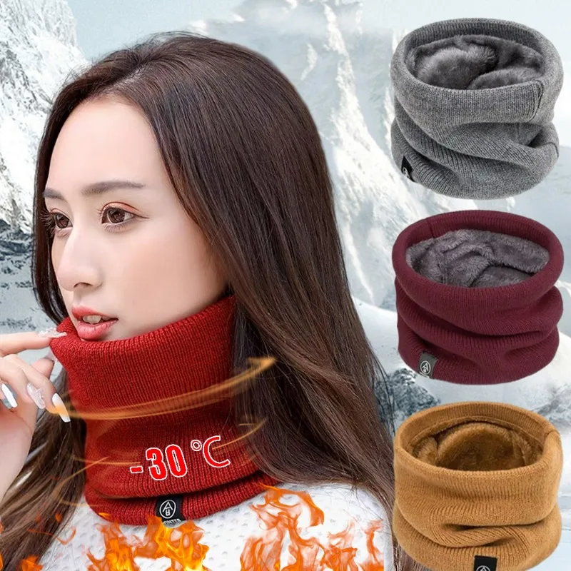 

Fashion Neck Warmer Scarf Winter Knitted Thicken Skating Running Sport Face Mask Women Men Plush Cold-proof Neckerchief