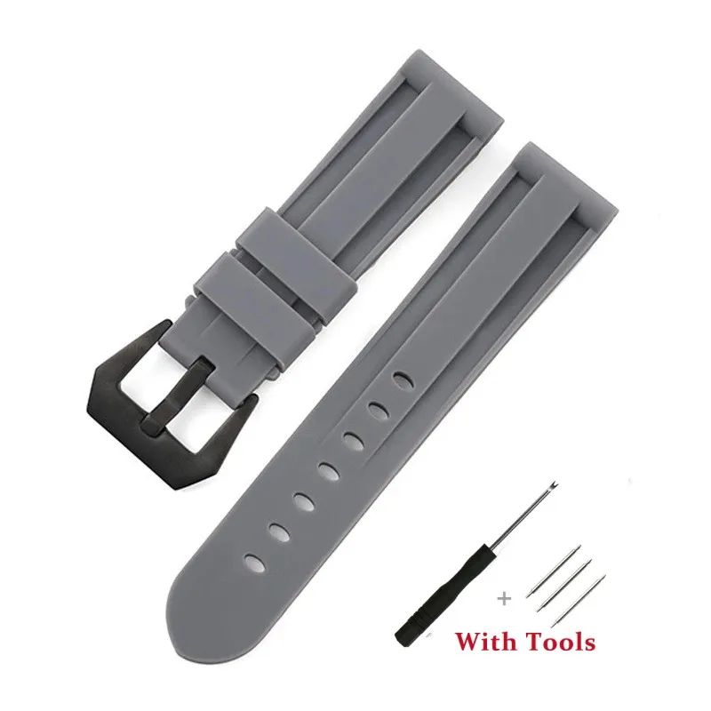 Silicone Waterproof Watch Strap with Stainless Steel Buckle