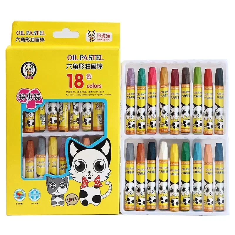 18 Colors/Box Cartoon Crayons for Kids Painting Pen Graffiti Oil Pastels Children Art Supplies Kawaii School Stationery Gifts