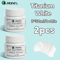 Marie’s Fabric Paint Set - 21 Vibrant Colors for Permanent Fabric Art, 50ml/1.7oz (2 Bottles) (Titanium White)