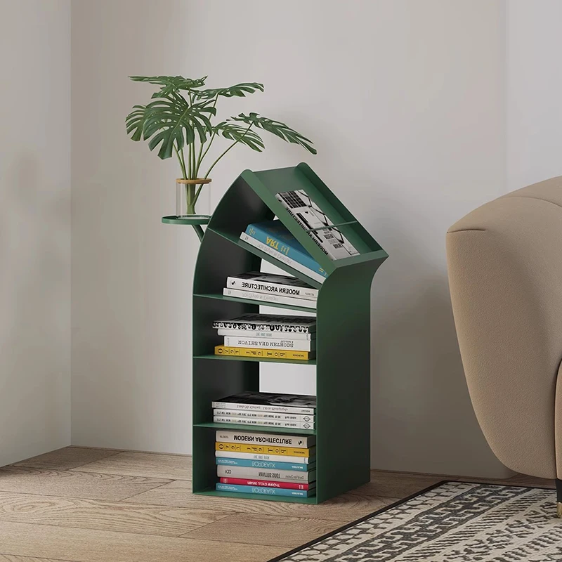 Modern Minimalist Bookshelf Floor Standing Storage Narrow Cabinet Living Room Magazine Display Wall-Mounted Small Bookcase FYMR