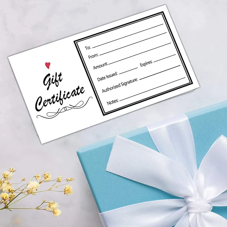 Gift Certificates Business 50 Blank Gift Certificate Cards for Spa, Salon,  Restaurants, Client Vouchers Gift Card 5x2.5inch - AliExpress, image size:960x960