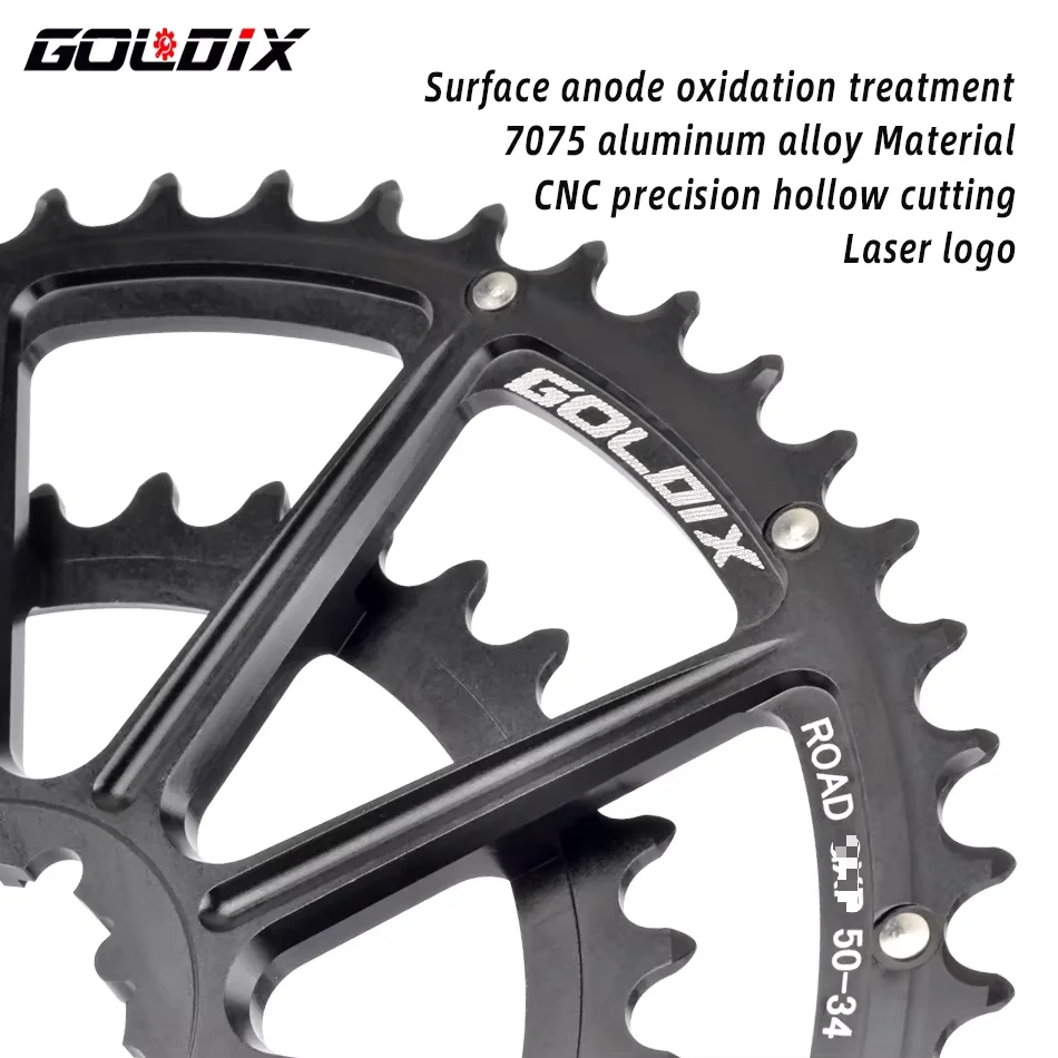 GOLDIX Ultraleichtes Rennrad-Kurbelgarnitur, 50–34 Zähne/52–36 Zähne/53–39 Zähne, Doppelkettenblatt, 165/170/175 mm Länge, hohle Fahrradkurbel – Detail 7