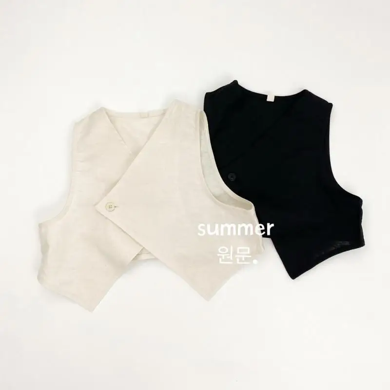 2025 Summer New Children Casual V-neck Vest Thin Bo..