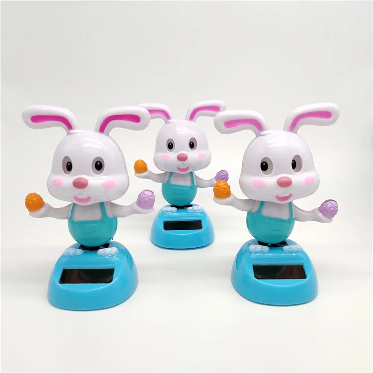 Cartoon Ice Cream Rabbit Swinging Doll Solar Car Ornament Car Interior Decoration Children's Solar Toys
