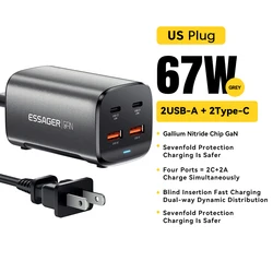 Essager 100W GaN Desktop Fast Charger - 4 - in - 1 Adapter - 67W US Plug