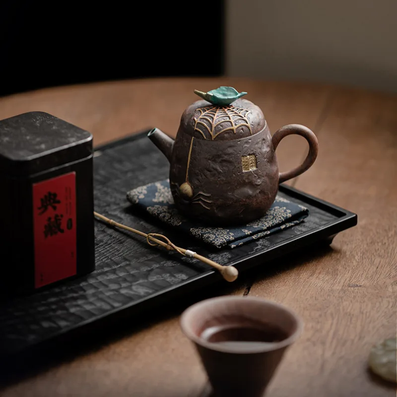 180ML Creative Coloful Spider Teapot Handmade Old Rock Mud Pot Household Tea Soaking Ball Hole Filter Kettle Chinese Tea Set