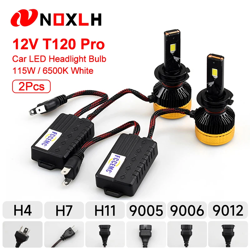 

12 В T120 Pro Автомобильная светодиодная лампа для фары H4 H7 H11 9005 9006 9012 светодиодная Автомобильная фара высокой мощности, противотуманные фары 6500K, Белый Автомобильный свет