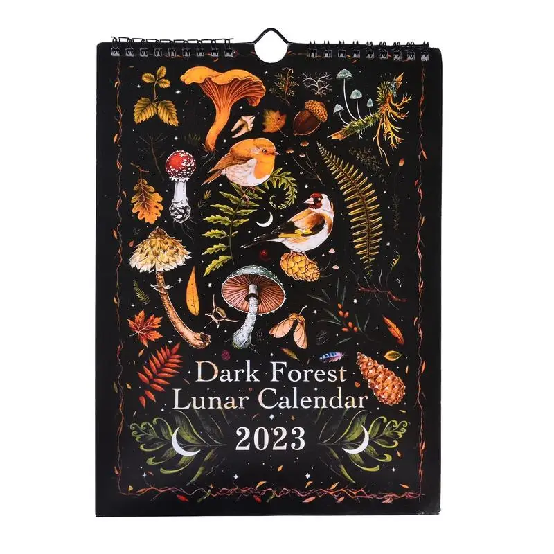 

2023 Dark Forest Calendar Creative Illustrated Wall Lunar Calendar Waterproof Color Ink Wash Art Astrology Moon Calendar Gift