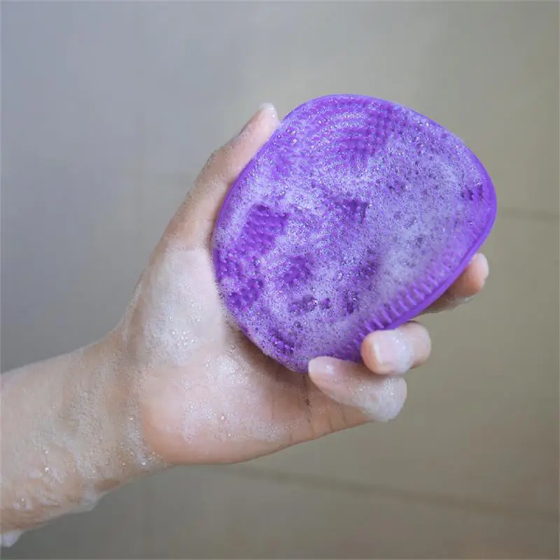 Silicone Body Scrubber Natural Bristles Skin Exfoliator Scrub Shower Sponge Brush Silicone Bath Shower Brush Bathroom Products 3