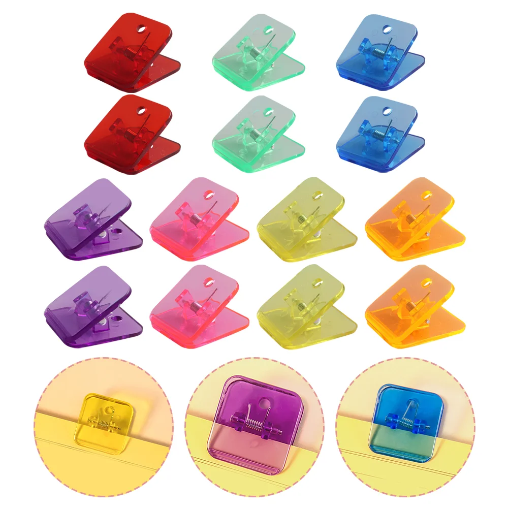 

14 Pcs Folder Transparent Portable Paper Clip Multi-function Plastic Clamp Sealing Organizer Adorable Office Supply