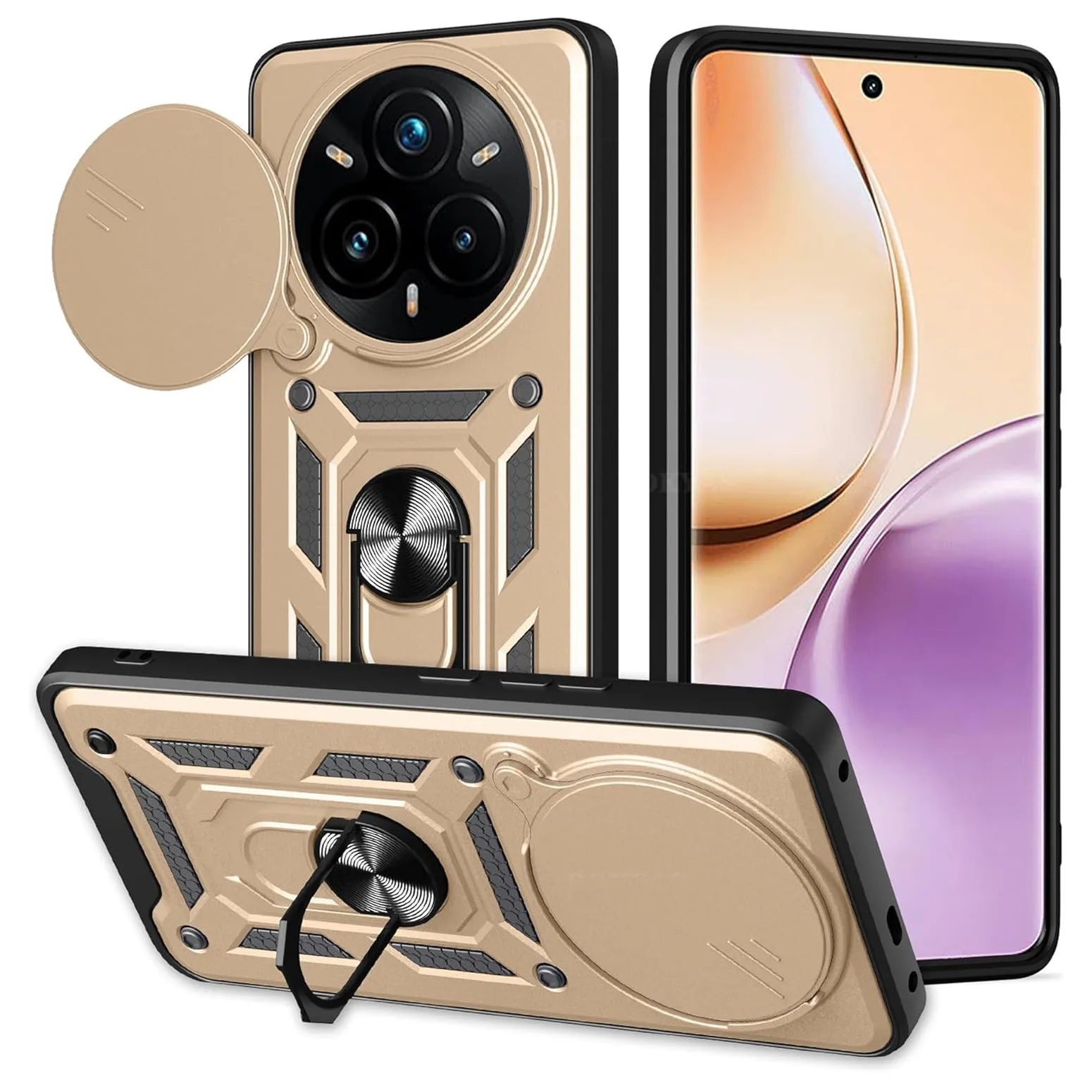Enhanced Armor Case with Lens Protection and Ring Magnetic Holder