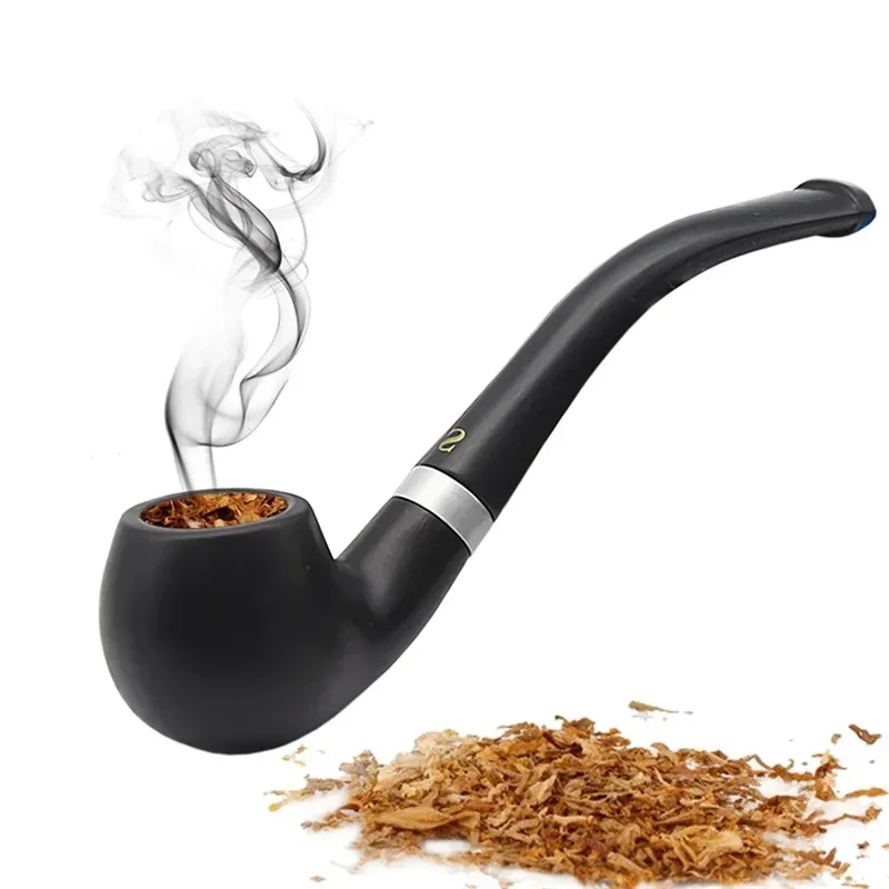 Resin Ebony Wood Tobacco Pipe Retro Bakelite Bending Filter Pipe Potable Handheld Smoking Cigarette Accessories Men's Gifts