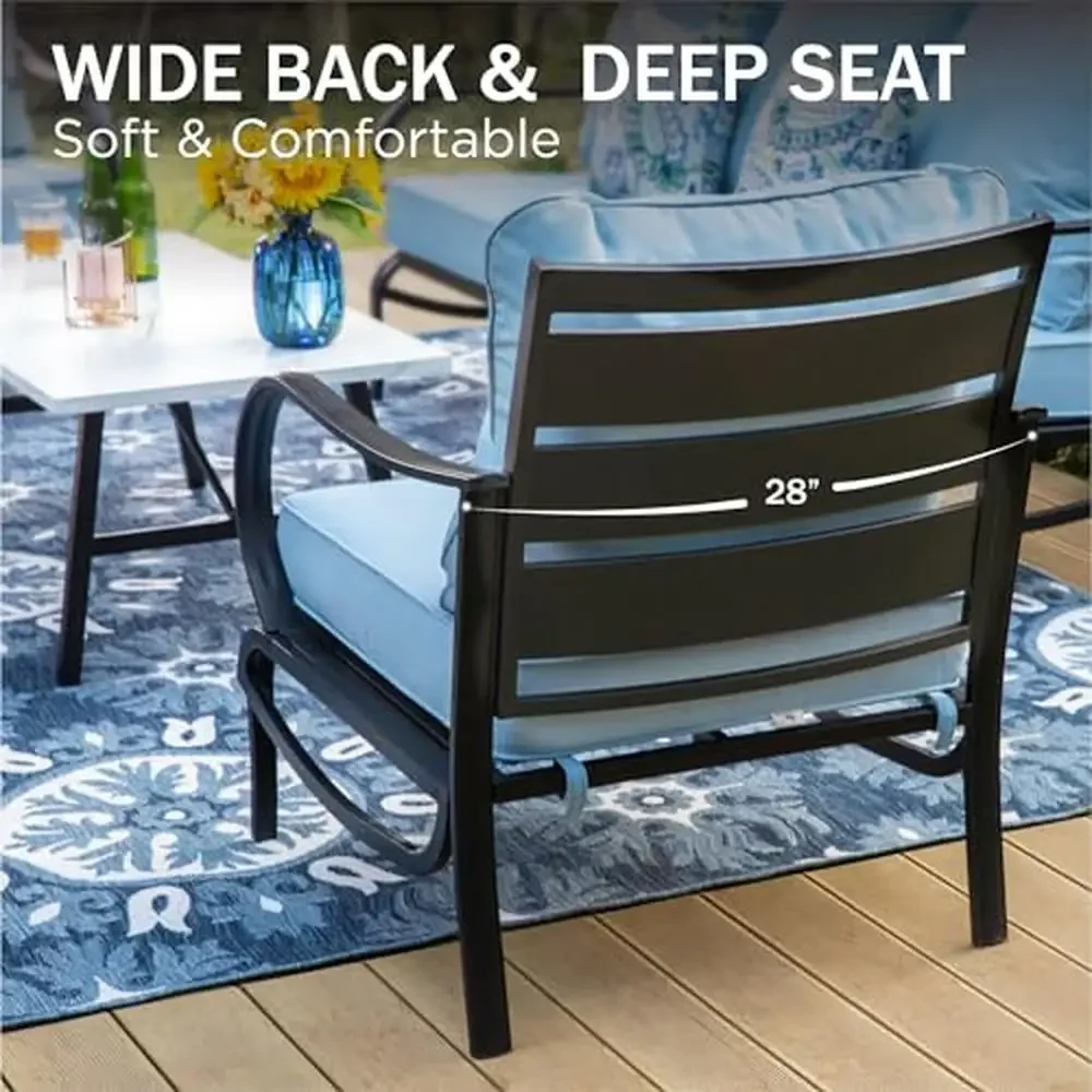 Deluxe Patio Furniture Set with Metal Frame Thick Cushions and Elegant Design Outdoor Use 3