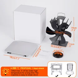Eco-Friendly Heat Powered Wood Stove Fan | Efficient Quiet Heat Distribution System (With Heat shield Set)