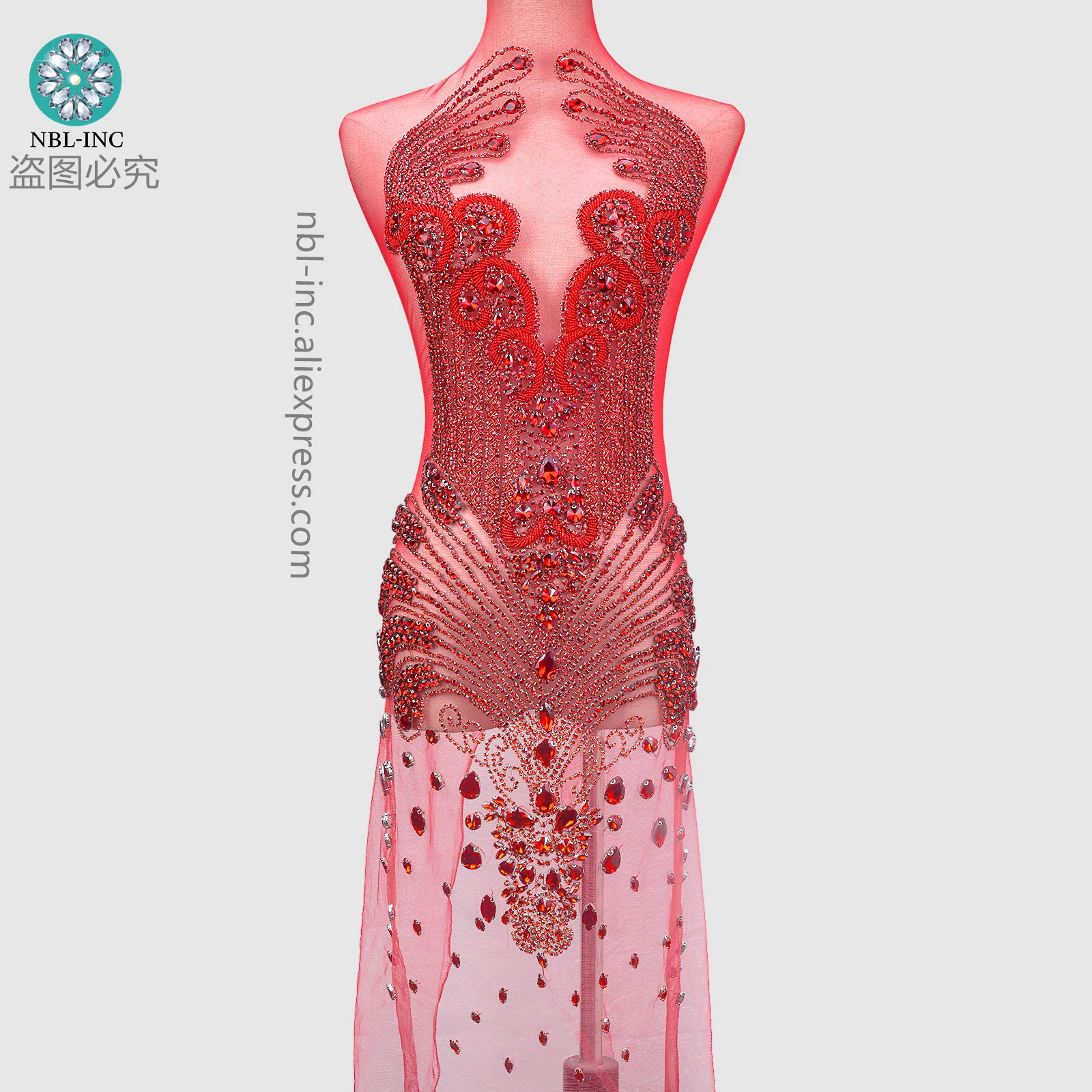1PC Luxury sew on crystal glass rhinestone bodice appliques patches wedding party prom WDD1359
