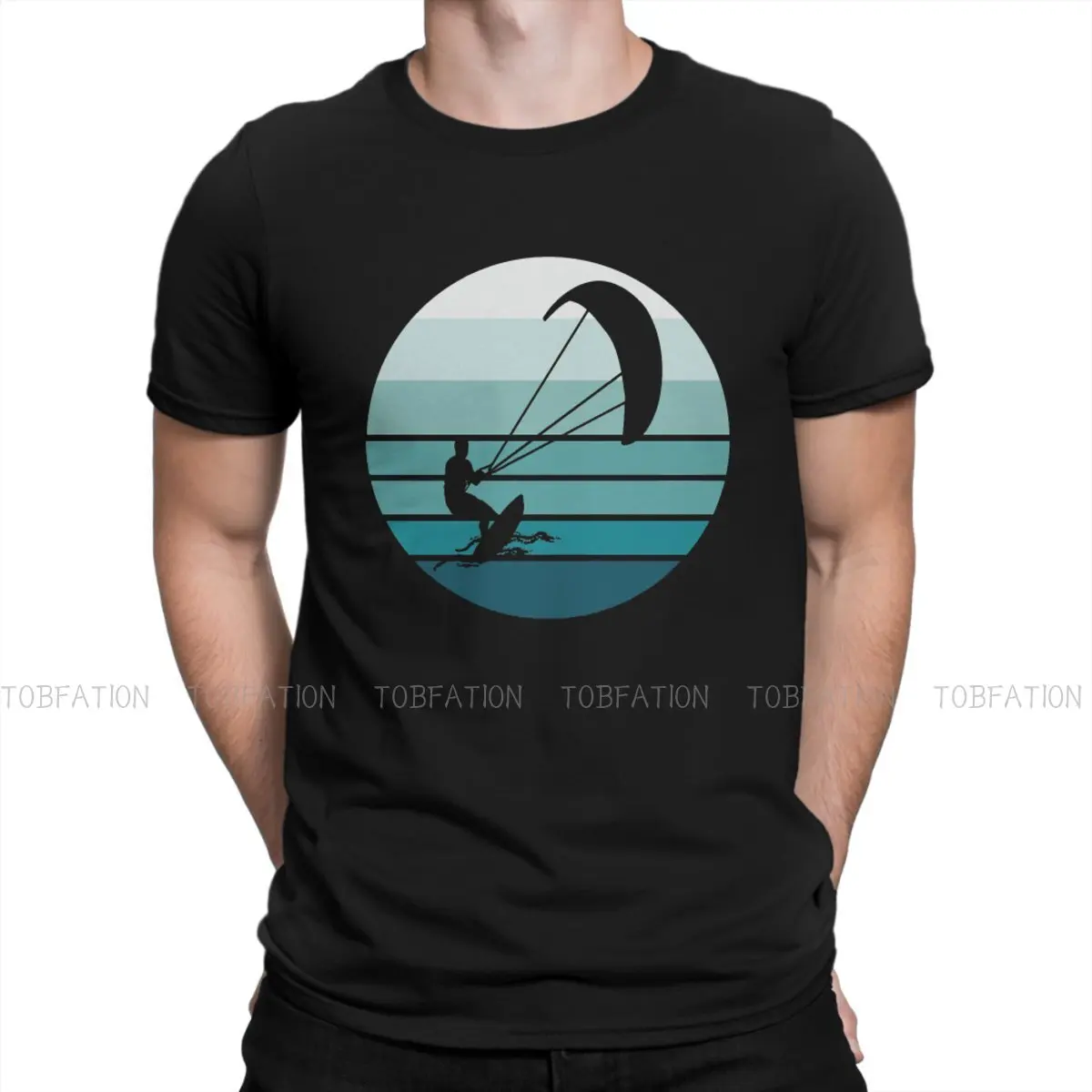 Retro Kiteboarder Graphic Tshirt Kitesurf Kiteboarding Flysurf Kite Style Streetwear Comoda Maglietta Maschile