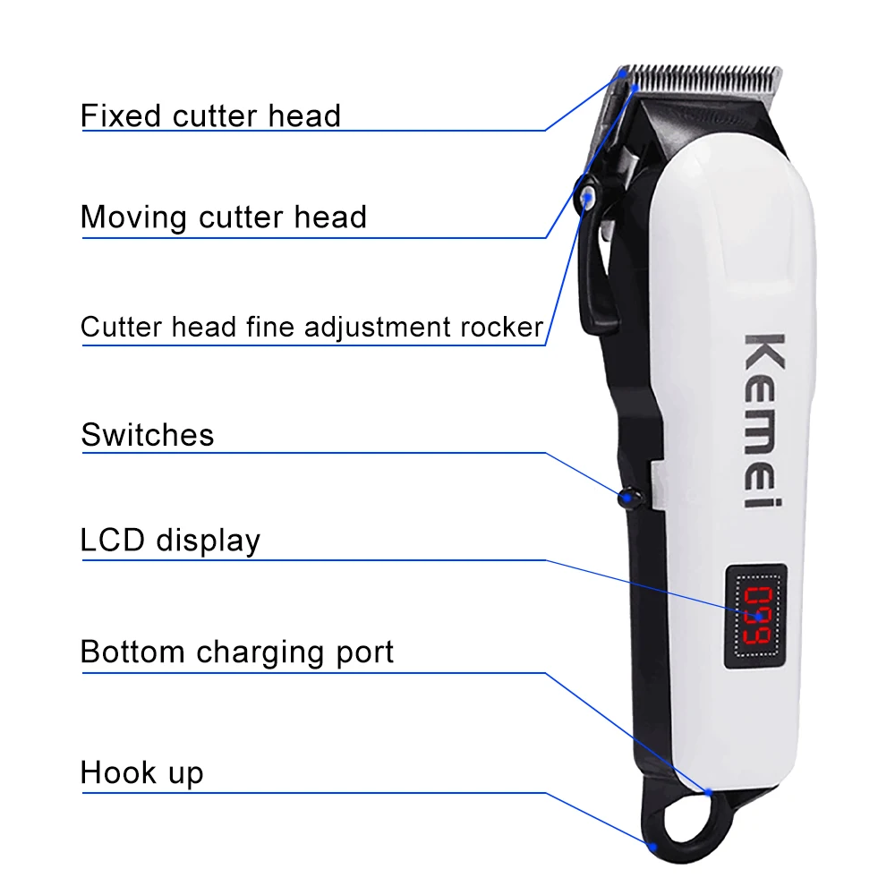 Kemei KM-809A Hair Trimmer For Men Beard Professional Hair Clipper Electric Razor Hair Cutting Machine Haircut Electric Shaver 3