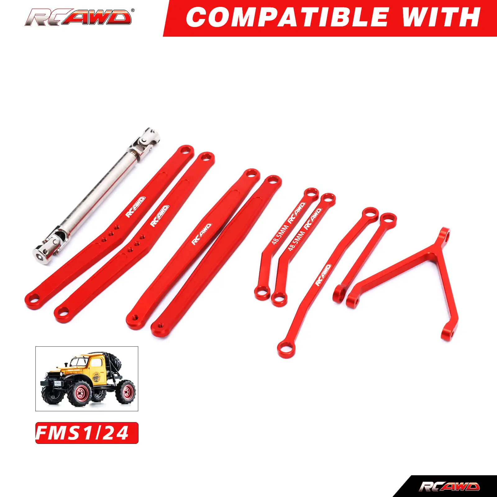 Alloy extended 35mm Rear linkage set +70mm CVD center drive