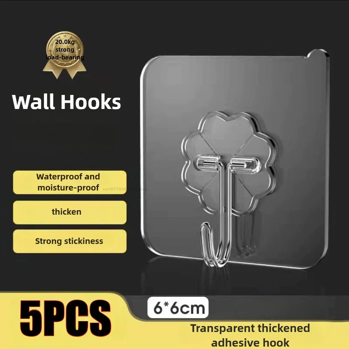 עגילי קיר עצמיים שקופים עמידים במיוחד, מתאימים לשימושים מרובים, מחזיק מפתחות ומגבות למטבח ולחדר האמבטיה