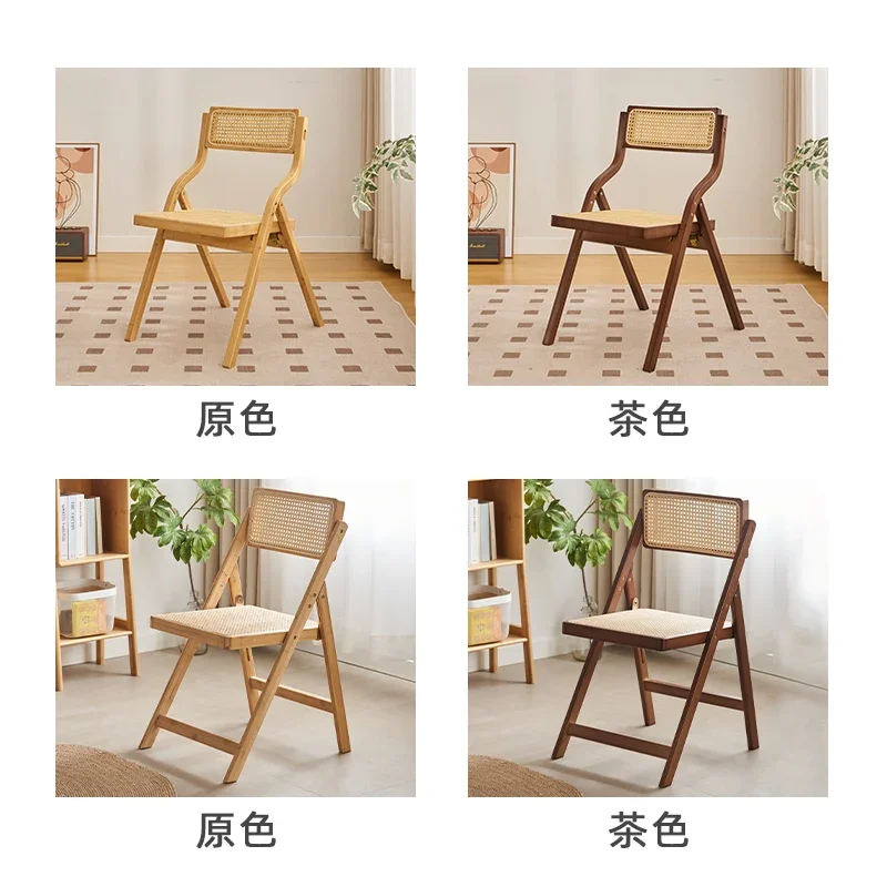 Bamboo Woven Dining Chair Adjustable Backrest Seat Wabi-Sabi Foldable Dining Chairs Breathable Minimalist Tea seats