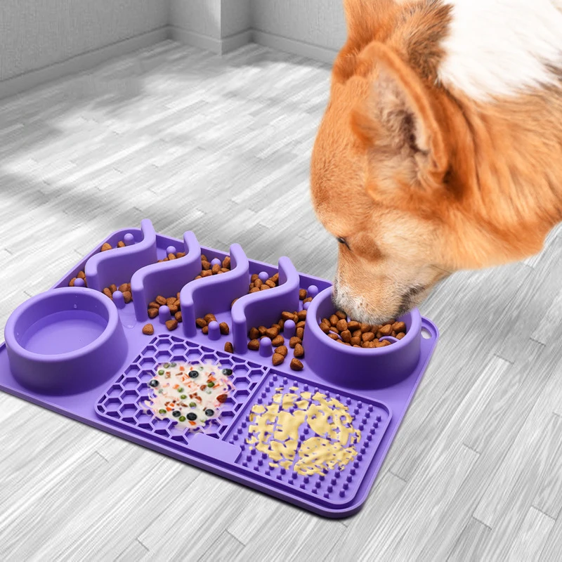 

Dog Cat Slow Food Bowl Pet Dog Feeding Bowl Silicone Dog Feeding Licking Mat Dog Healthy Slow Food Feeder Bowl Mat