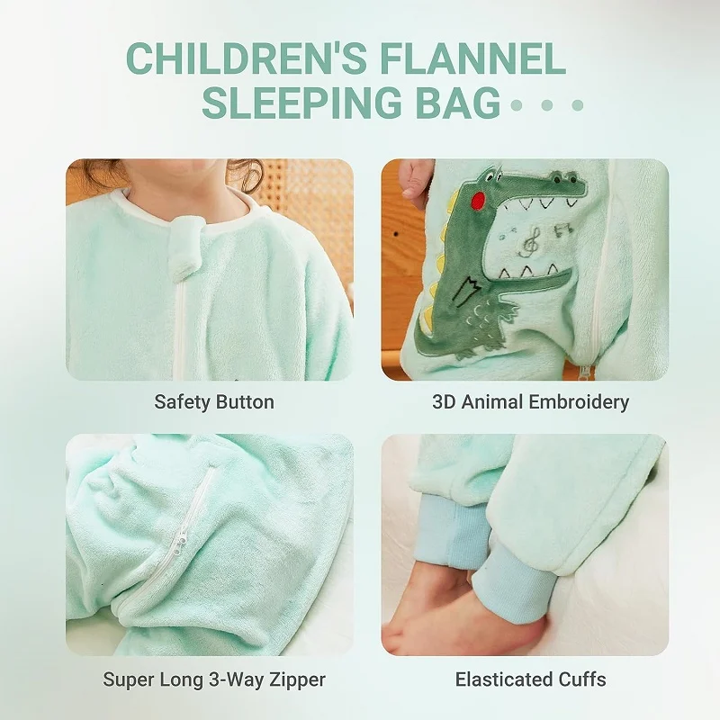 MICHLEY Cartoon Flannel Children Baby Sleeping Bag Sack Warm Winter Clothes Toddler  Sleepsack Pajamas For Girls Boys Kids 1-6T 5