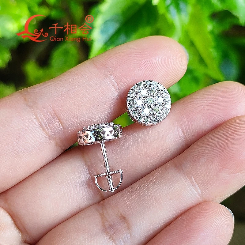 10mm melee round shape 925 silver white color D VVS moissanite stone ear stud  Earing for jewelry gift datting women wedding