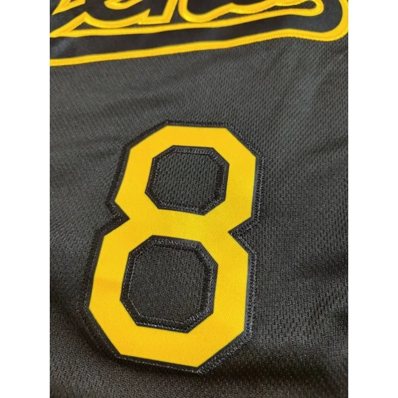 Men's Baseball Jersey Legend#24 Black Fashion Print Comfortable Sweatshirt Short Sleeve Button V-neck Shirt Men's Clothing 5