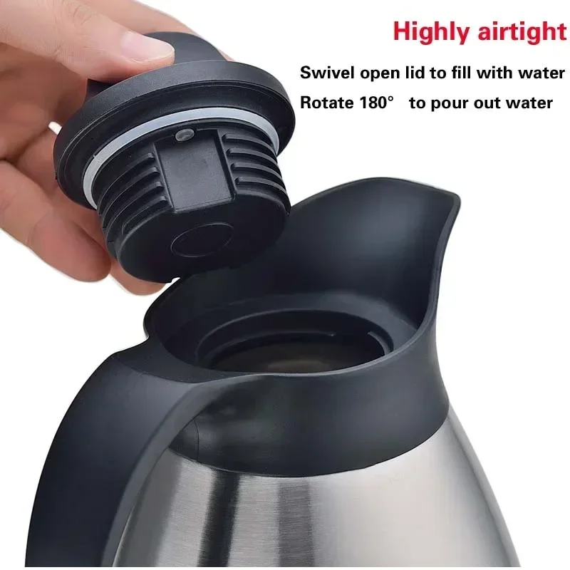 1/2/3L Large Capacity Thermos Stainless Steel Insulated Kettle Vacuum Insulation Pot Hotel Restaurant Home Teapot Hot Water Jug