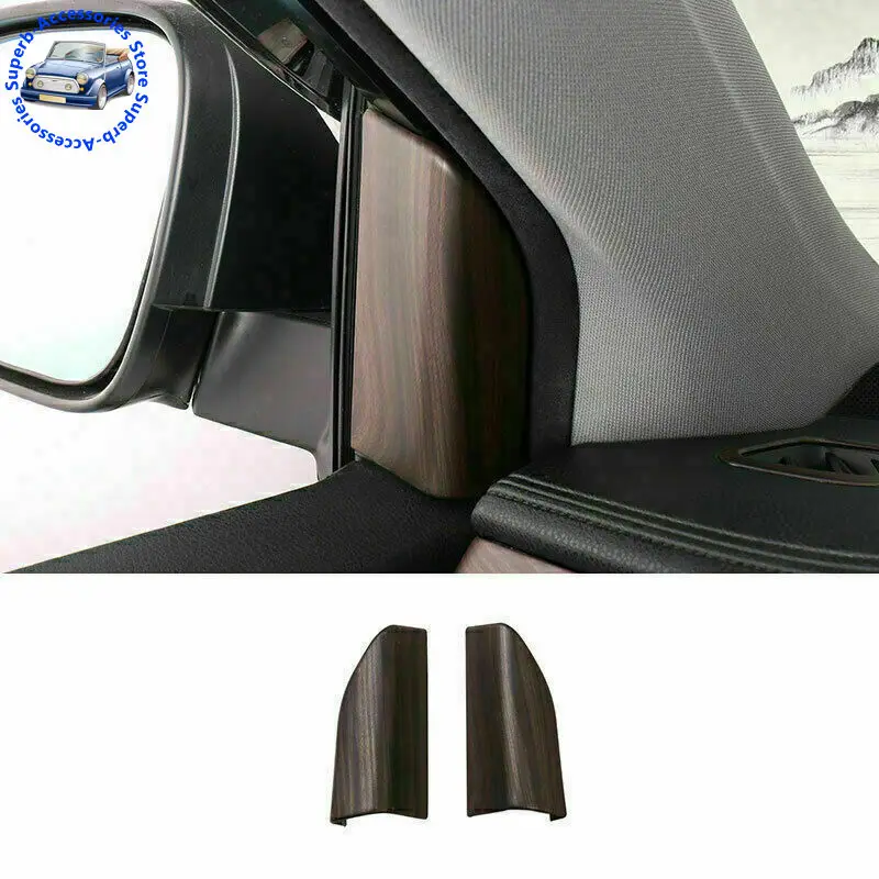 2pcs Wood Grain A Pillar Front Triangle Cover Trim For Toyota