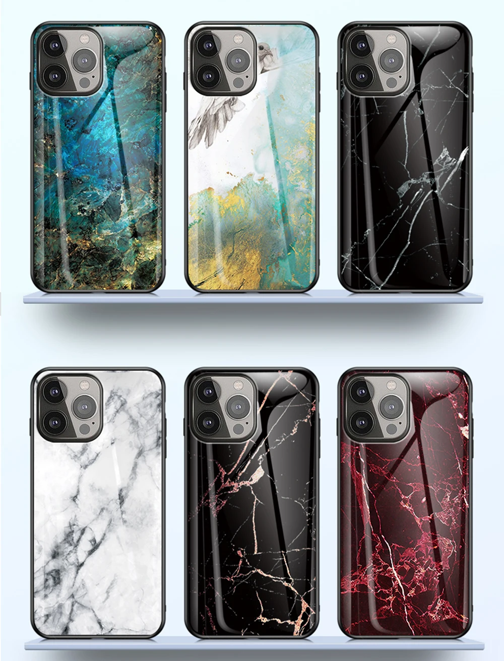 Роскошный Мраморный чехол из закаленного стекла для телефона iPhone 11 12 13 Pro Max Mini X XS
