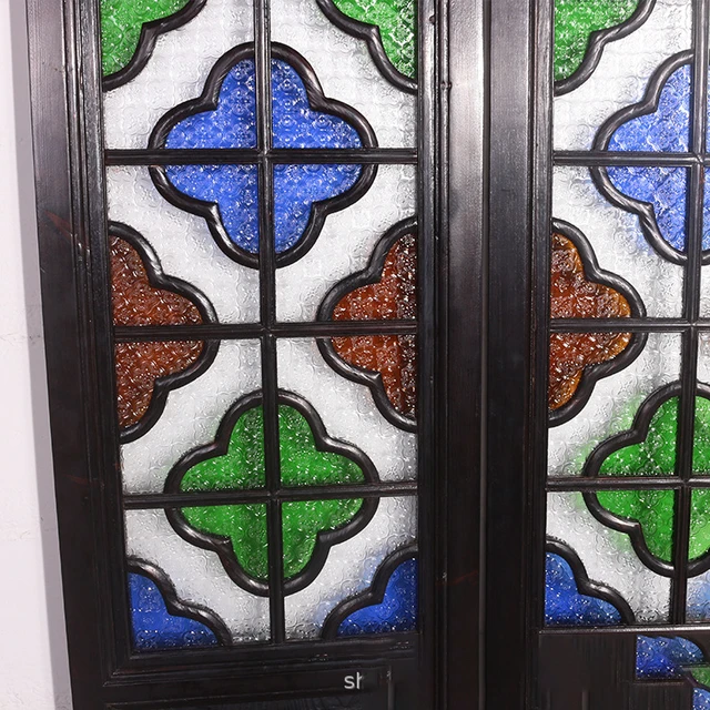 Kínai Antik Színű Dombornyomású Üveg Manchu Ablak Szilárd Fa Rácsos Ajtók És Windows Partíció Képernyő Tolóajtó - Image 3