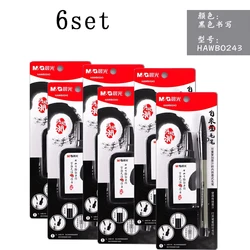 Premium Soft Weasel Hair Calligraphy Brush - M (6set)