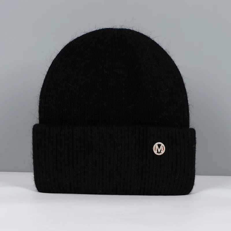Women's Fashionable Real Rabbit Fur Winter Beanie - Warm and Stylish Solid Hat