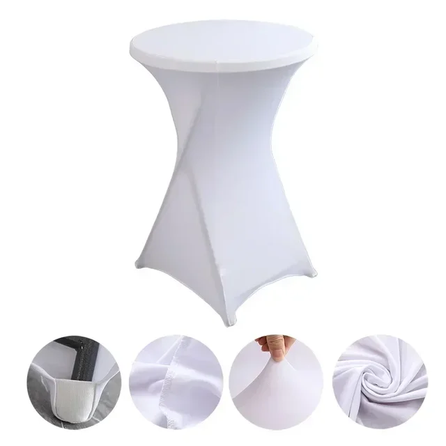 Couverture de Table ronde-tissu de Banquet de mariage, tissu Lycra pour Bar à Cocktail, décoration de fête d'hôtel pour les événements d'exposition occidentale d'anniversaire 4